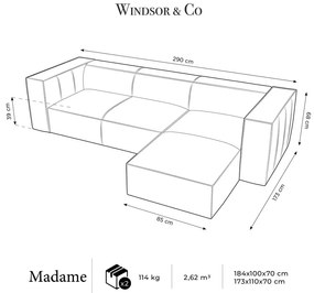 Konyakbarna bőr sarokkanapé (jobb oldali) Madame – Windsor &amp; Co Sofas