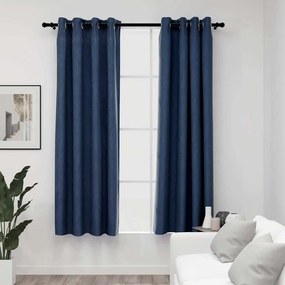 vidaXL 2 db kék vászonhatású sötétítőfüggöny fűzőkarikával 140x175 cm