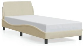 krémszínű szövet ágykeret fejtámlával matrac nélkül 90x200 cm