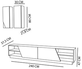 Nappali fal Ziva (fekete + teak) . 1102660