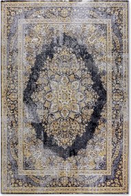 Nappali szőnyeg 120x180cm, lapos szövésű vintage minta ,fekete-arany