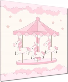 Vászonkép 70x70 Rózsaszín unikornisok a körhintán