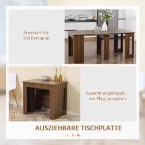 HOMCOM Kihúzható Étkezőasztal, mobil, modern design, barna