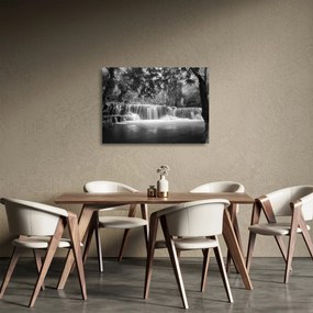 Üveg kép - Fekete-fehér vízesés (70x50 cm)