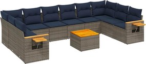 vidaXL 11 részes szürke polyrattan kerti ülőgarnitúra párnákkal