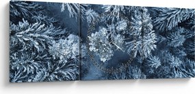 Kép - Havas erdő (órával) (90x30 cm)