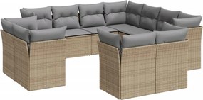 vidaXL 11 részes bézs polyrattan kerti ülőgarnitúra párnákkal