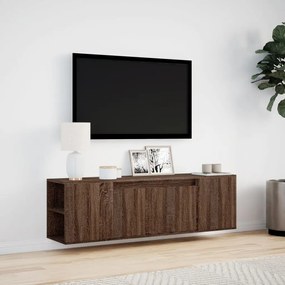 barna tölgyszínű fali TV-szekrény LED-del 135x31x39,5 cm