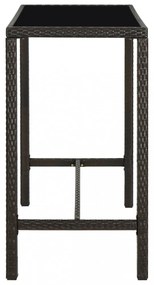barna polyrattan és üveg kerti bárasztal 130 x 60 x 110 cm