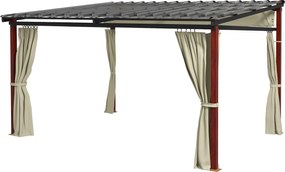Outsunny Pergola kb. 3,5 x 3 m Pavilon Oldalfalakkal, Szélálló Teraszi Napernyő, Magasságban Állítható Terasz Tető, Kihúzható Tetővel, Kerthez és Tera