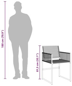 15 részes fekete polyrattan kerti étkezőgarnitúra