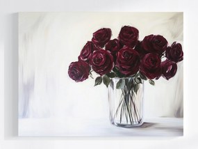 Vászonkép Canvas Dekoráció Váza Virágok Rózsák Bordó Csokor 80x60
