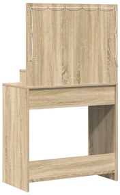LED-es sminktükör Sonoma tölgyből 79x41x135 cm