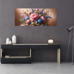 Kép - Asztal tele virágokkal (120x50 cm)