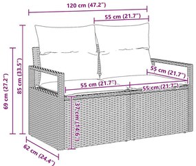 Kanapé Szett 5 pcs Szürke polirattan
