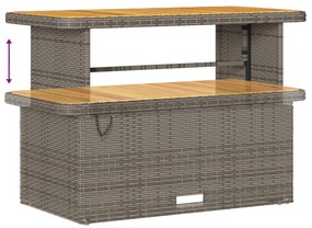 10 db-os Kerti Kanapé Szett Párnákkal Szürke Polyrattan Akác