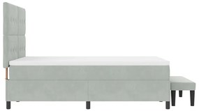 Boxspringágy matraccal és paddal Világosszürke 140x190 cm Bársony