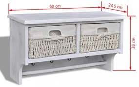 fehér császárfa fali polc 60 x 23,5 x 33 cm