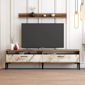 TV szekrény Istanbul - Diós, Fehér Marble