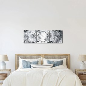 Kép - Rajzolt oroszlánfejek (órával) (90x30 cm)
