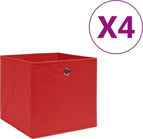 vidaXL 4 db piros nem szőtt szövet tárolódoboz 28 x 28 x 28 cm