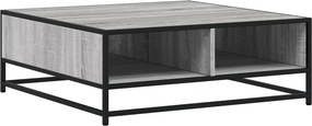 vidaXL szürke sonoma szerelt fa és fém dohányzóasztal 80 x 80 x 30 cm