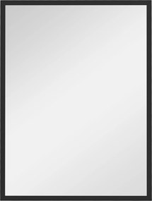 HOMCOM Téglalap alakú fali tükör akasztókkal, üveg és MDF, 60x80 cm, fekete | Aosom