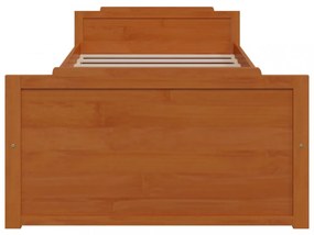 mézbarna tömör fenyőfa ágykeret fiókkal 90 x 200 cm