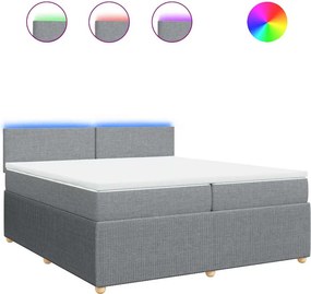vidaXL világosszürke szövet rugós ágy matraccal 200 x 200 cm