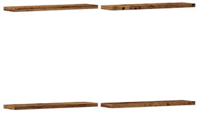 4 db antik fa színű szerelt fa fali polc 40 x 20 x 1,5 cm