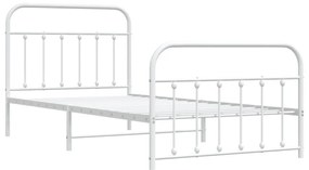 fehér fém ágykeret fej- és lábtámlával 107 x 203 cm