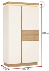 LION ruhásszekrény, 103,1x198,5x56, fehér/riviera tölgy