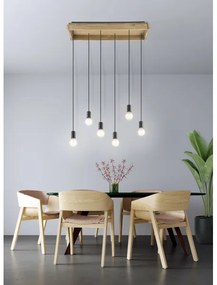 Eglo 43592 - Csillár zsinóron WOOTTON 6xE27/40W/230V