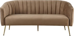 Design 3-as ülés kanapé, barna bársony szövet/arany króm-arany, BAGY