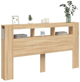 sonoma tölgy színű szerelt fa LED-es fejtámla 180x18,5x103,5 cm