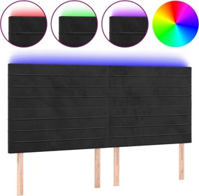 vidaXL fekete bársony LED-es fejtámla 160x5x118/128 cm