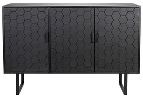 Fekete borovi fenyő alacsony komód 135x90 cm Linc – White Label
