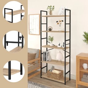 Intenso Home 5 szintes nyitott könyvespolc 59 x 144cm (Aranytölgy) | Univerzális tároló állvány fém lábakkal