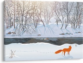 Kép - róka a téli tájban (70x50 cm)