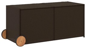barna polyrattan kerti tárolóláda kerekekkel 283 L