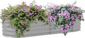 Outsunny Fém Magaságyás, Virágzó Doboz, Zöldségágyás, DIY Virágzó Doboza Nyitott Aljjal, Fűszernövény Ágyás Kerthez, Erkélyhez, Ezüst 150 x 62 x 30 cm
