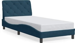 vidaXL kék bársony ágykeret matrac nélkül 90 x 200 cm