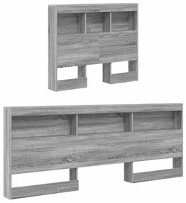 Tároló fejtámla polcokkal tárolóval Szürke sonoma 80 cm Faanyag