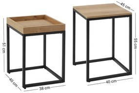 ELDUR 2 darabos kisasztal szett barna/fekete