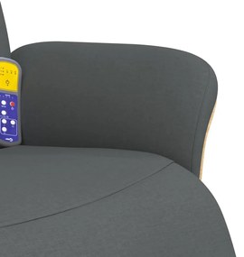 sötétszürke szövet dönthető masszázsfotel lábtartóval