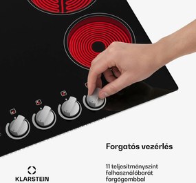 Klarstein EasyCook üvegkerámia főzőlap | 4 főzőzóna | 6000 W | 11 teljesítményfokozat | 60 cm