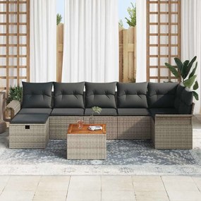 Kerti Kanapé Szett 8 pcs Szürke polirattan