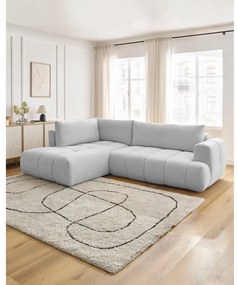 Világosszürke kinyitható-tárolóhelyes sarokkanapé (bal oldali-L alakú) Fuji – Bobochic Paris