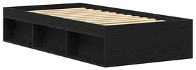 fekete tölgy színű szerelt fa ágykeret matrac nélkül 90x200 cm