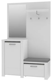 HIRO előszobafal tükörrel fehér/szürke